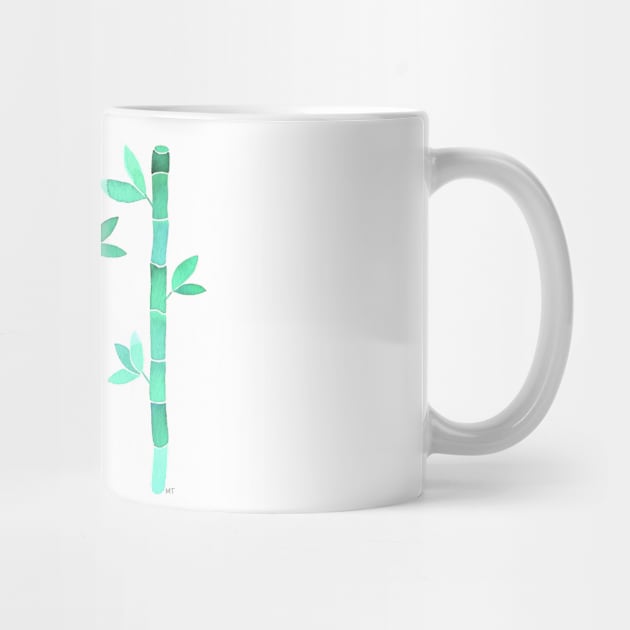 Watercolor Bamboo Pattern - Mint Green by monitdesign